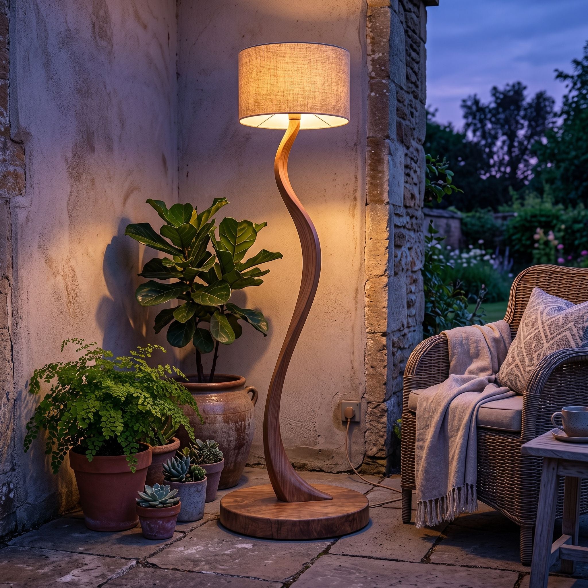 S-Shape Wood Floor Lamp