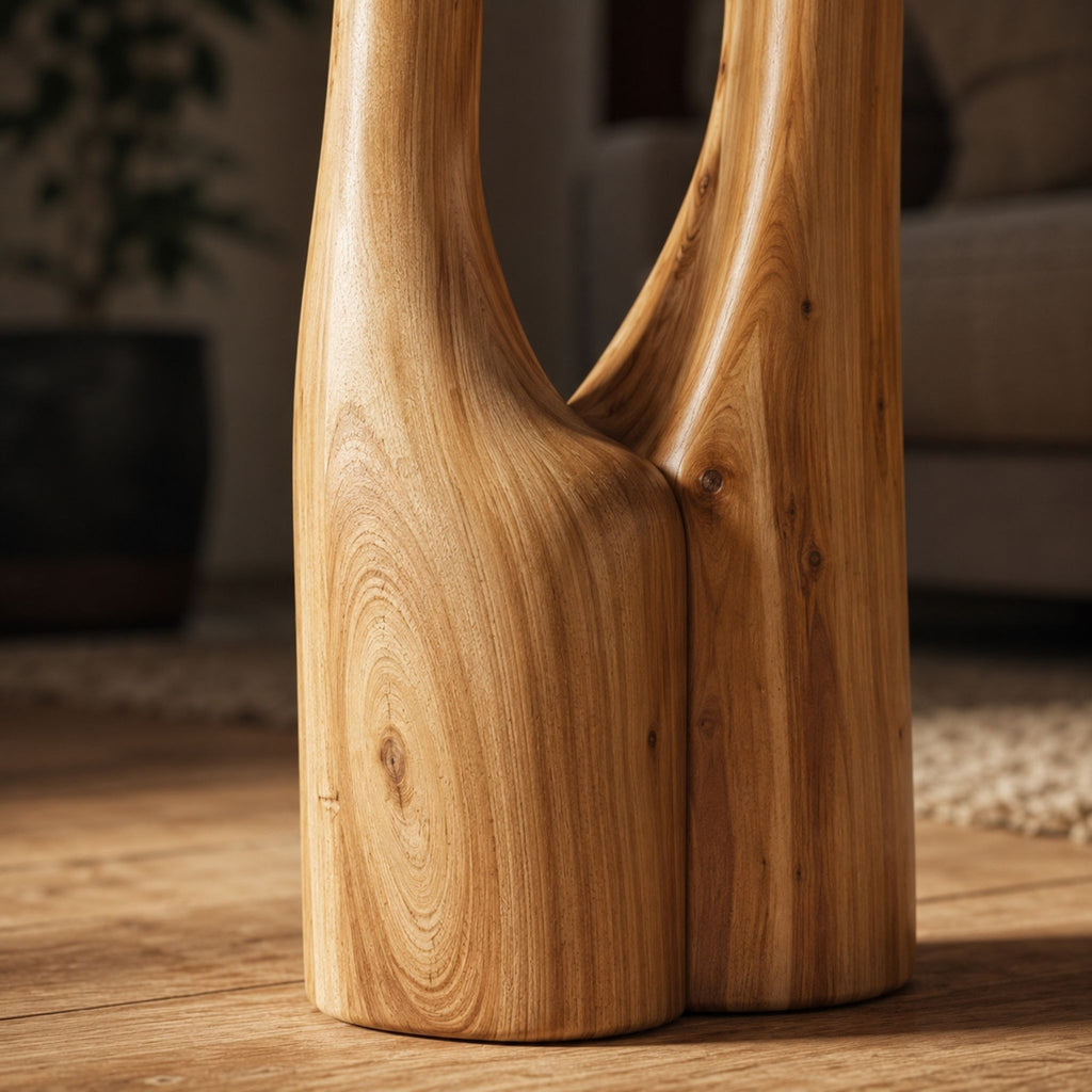 Sculptural Wood Floor Lamp
