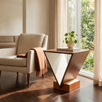 Sculptural Walnut V-Shape Side Table