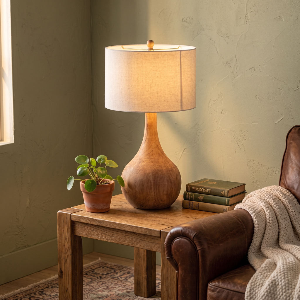 Handcrafted Wooden Table Lamp
