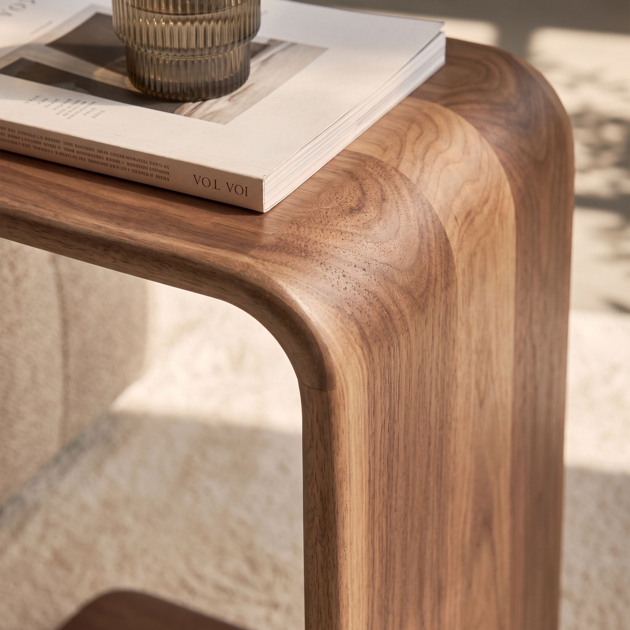 Walnut C-Table Side Table