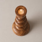 Sculptural Stacked Wood Candle Holder