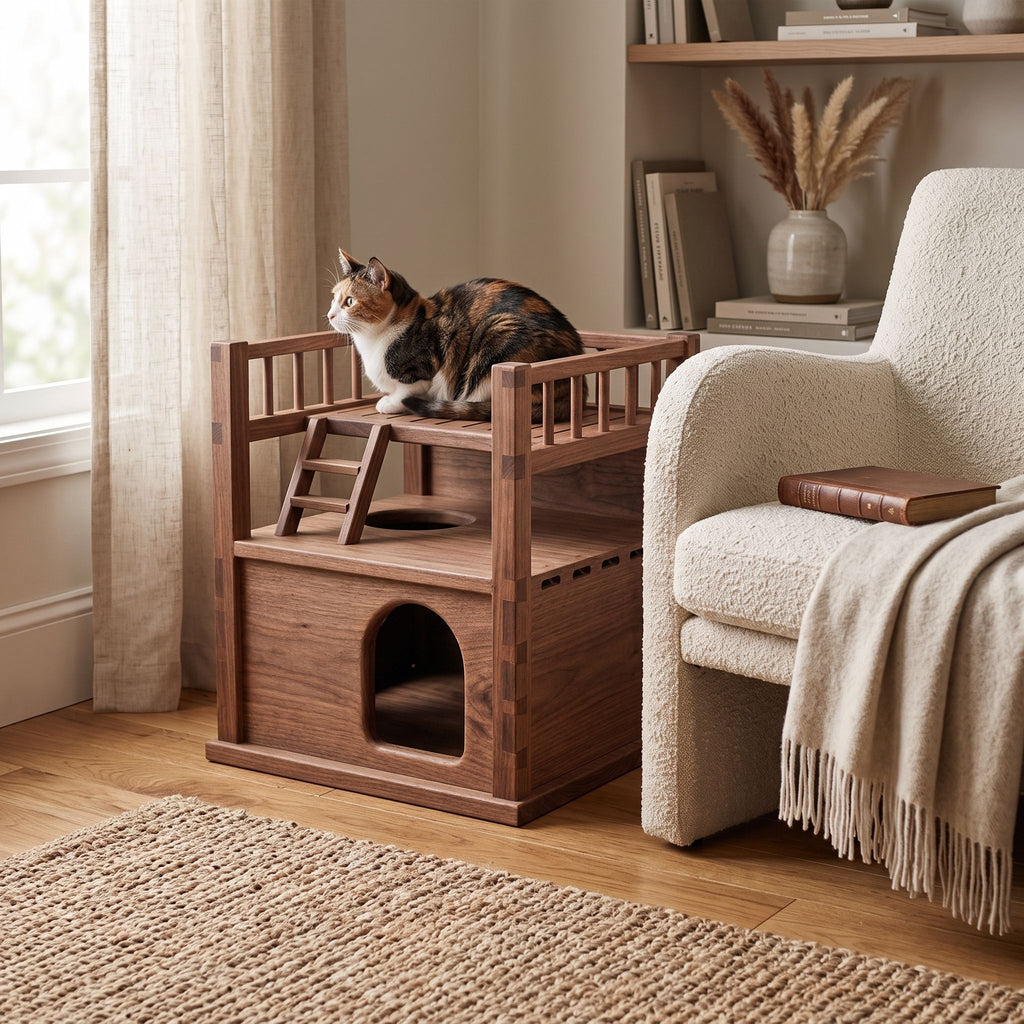 Two-Story Wooden Cat House