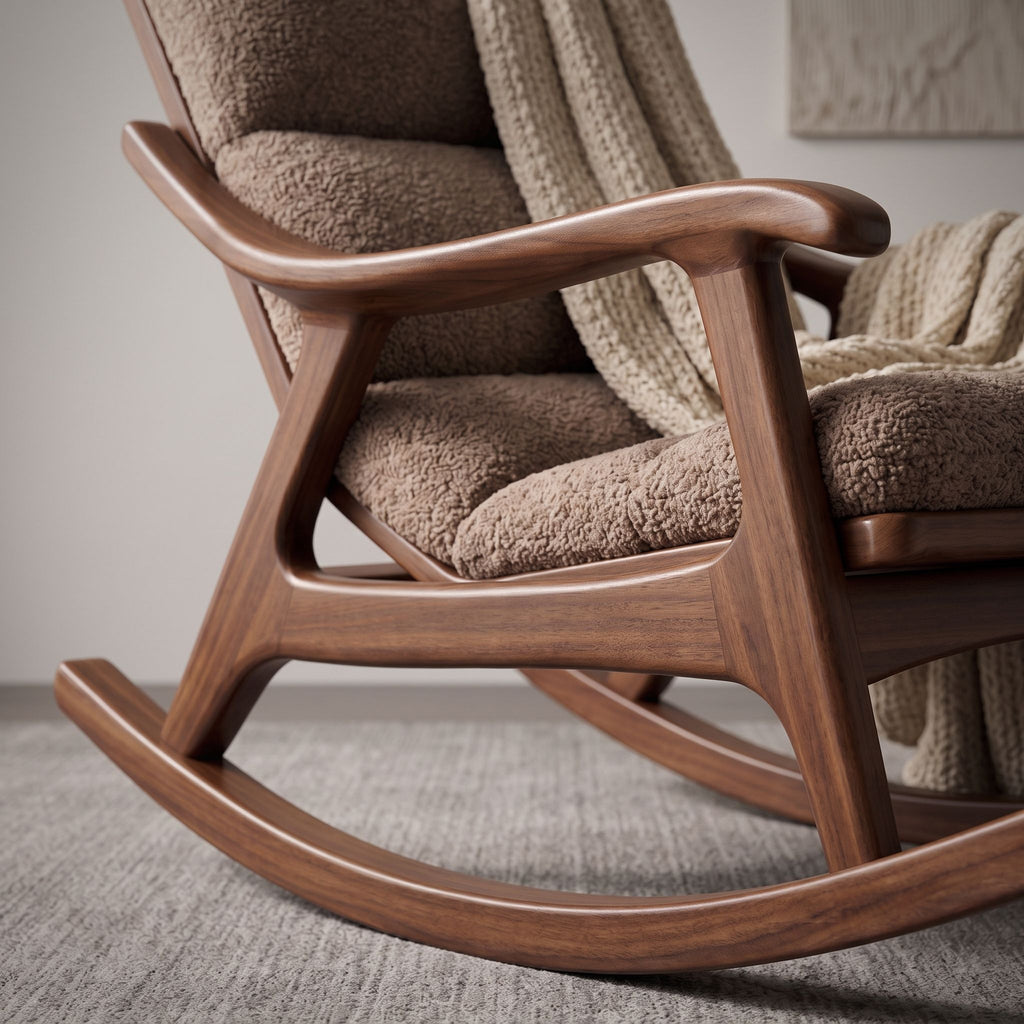 Boucle Lounge Rocking Chair with Ottoman.