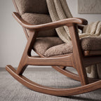 Boucle Lounge Rocking Chair with Ottoman.
