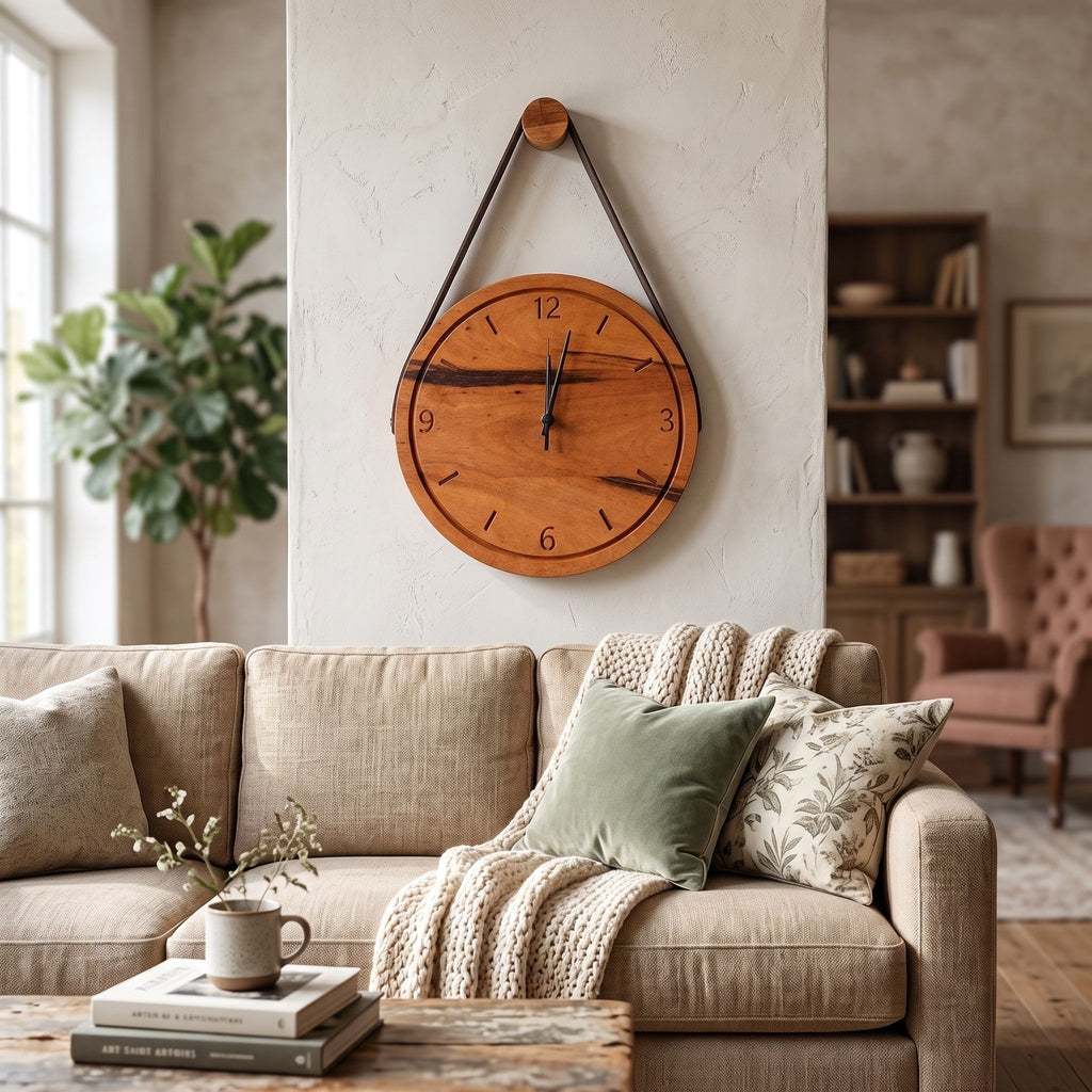 Leather Strap Hanging  Wall Clock