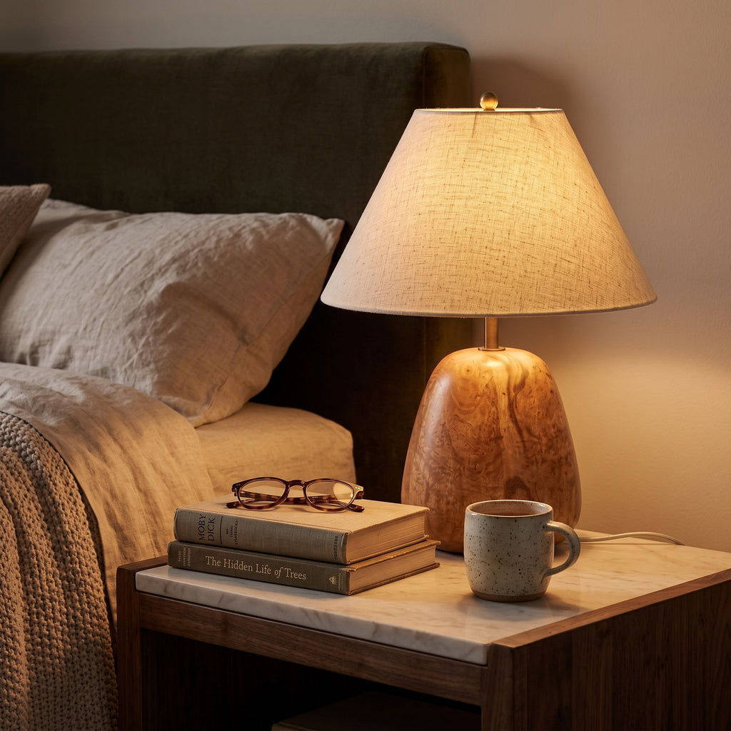 Sculptural Burl Wood Table Lamp