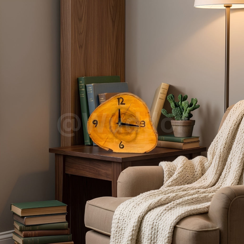 Live-Edge Wood Desk Clock