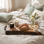 Rustic Wooden Serving Tray with Bark Edges