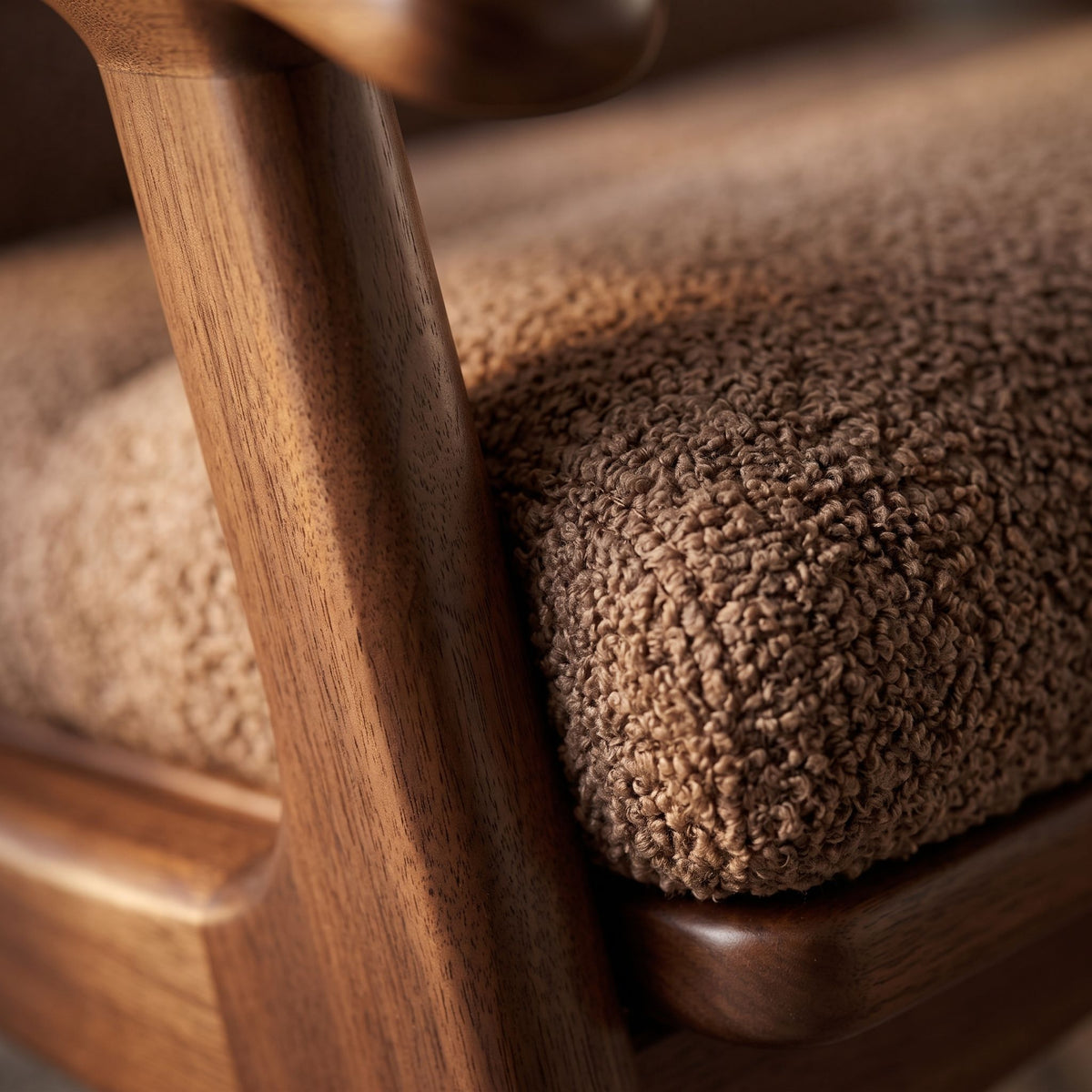 Boucle Lounge Rocking Chair with Ottoman.