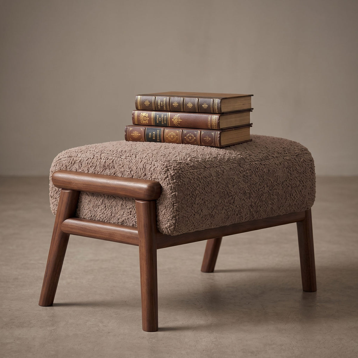 Boucle Lounge Rocking Chair with Ottoman.
