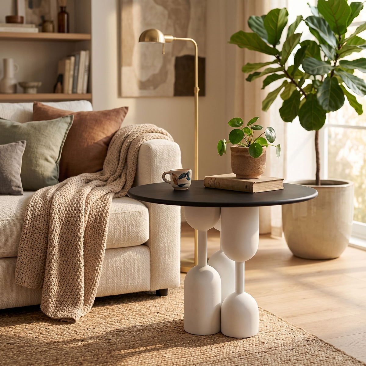 Sculptural Cylindrical Round Table