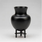 Burl Wood Urn Shaped Vessel With Stand
