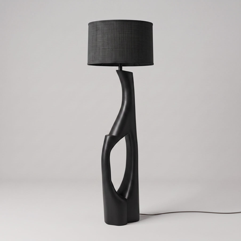 Sculptural Wood Floor Lamp
