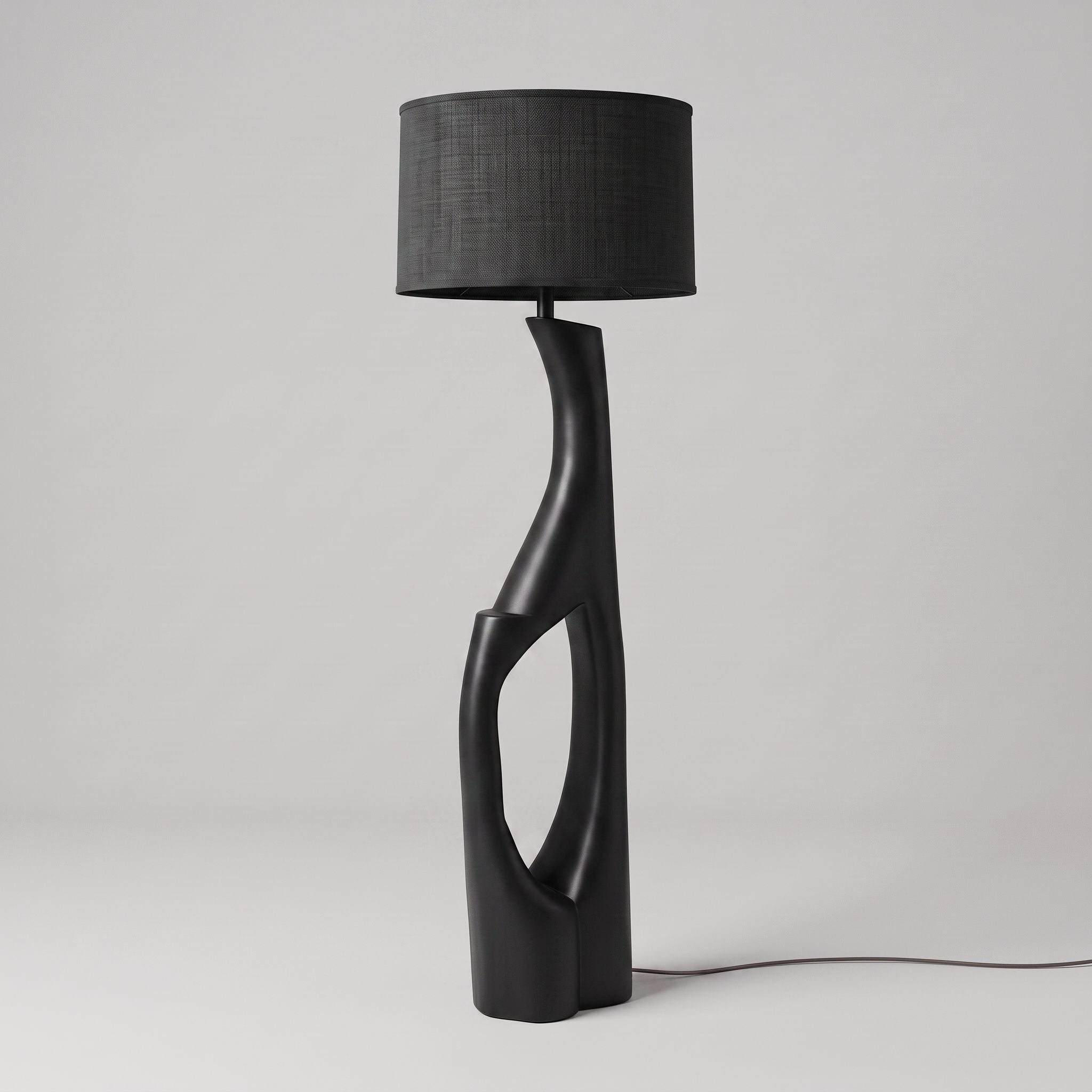 Sculptural Wood Floor Lamp