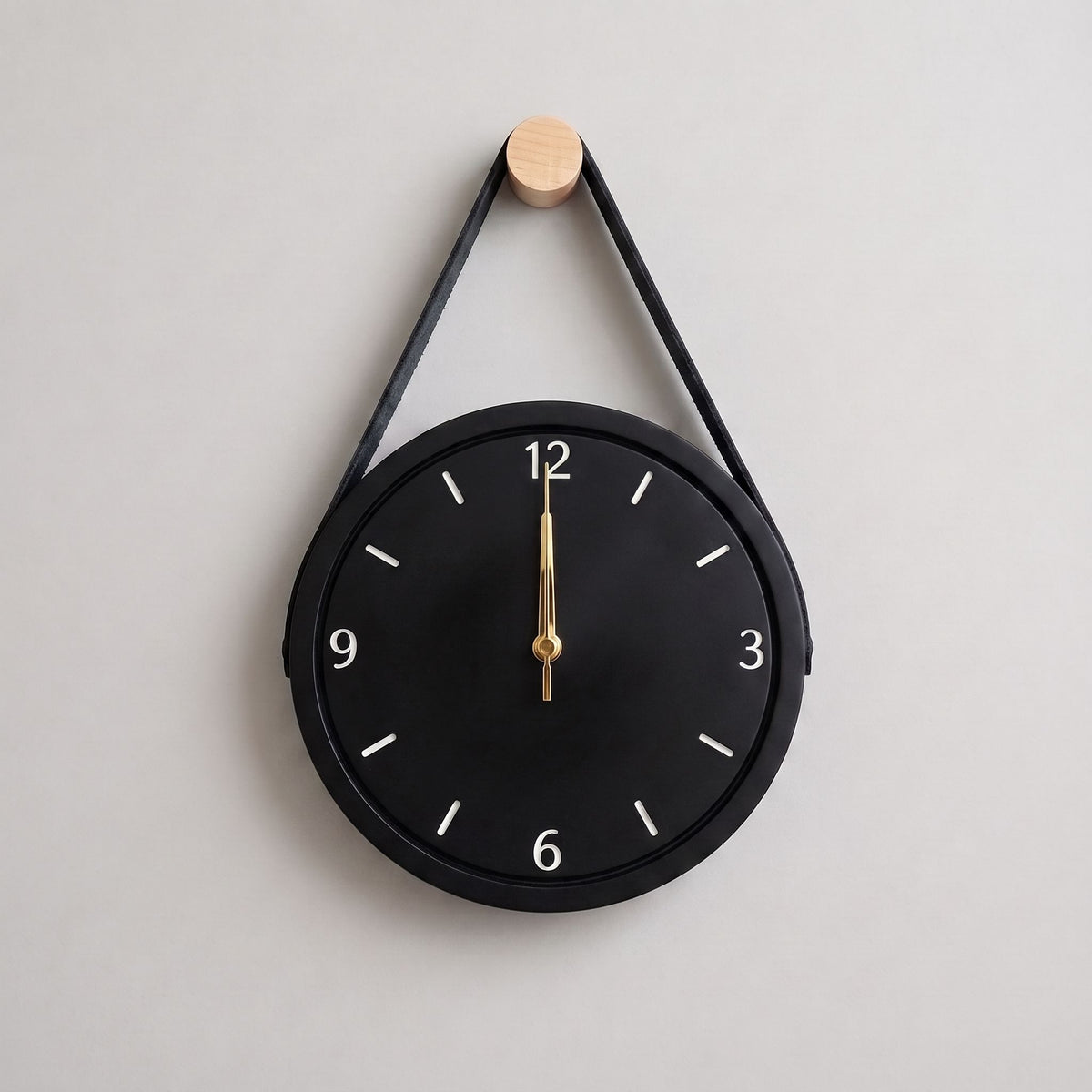 Leather Strap Hanging  Wall Clock