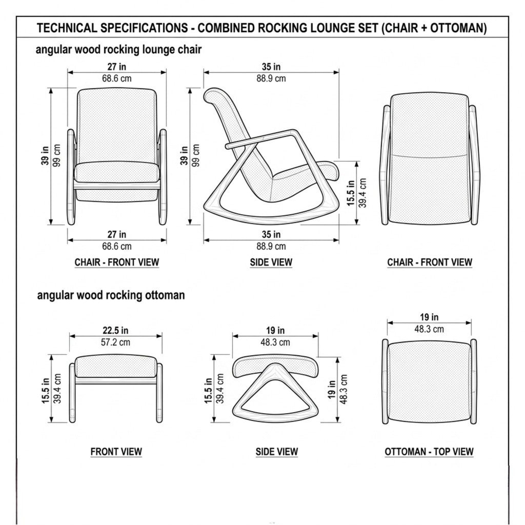 Angular Rocking Chair with Ottoman