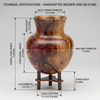 Burl Wood Urn Shaped Vessel With Stand