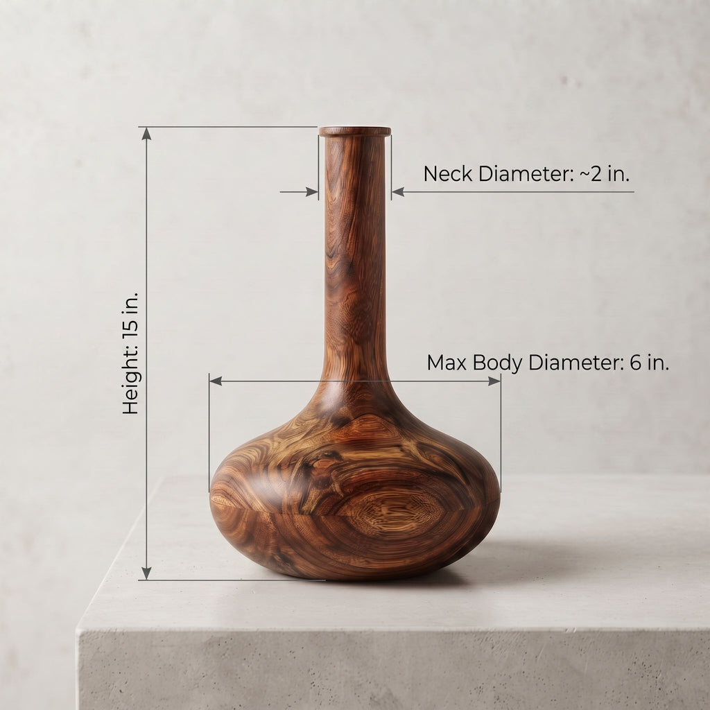Hand-Turned Wood Genie Bottle Vase