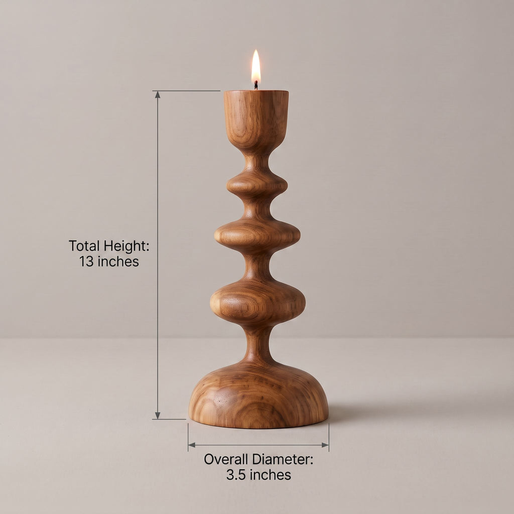 Sculptural Stacked Wood Candle Holder