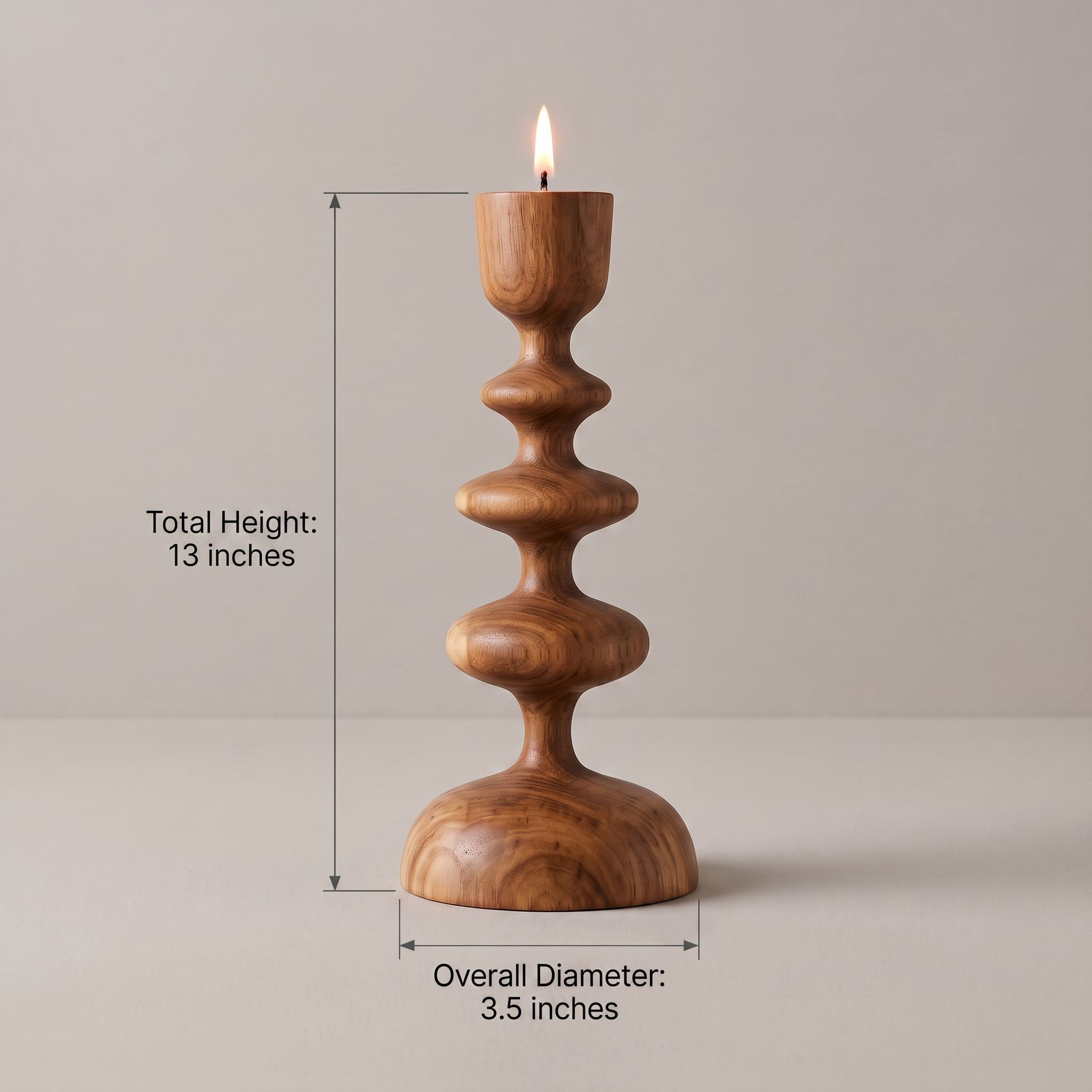 Sculptural Stacked Wood Candle Holder