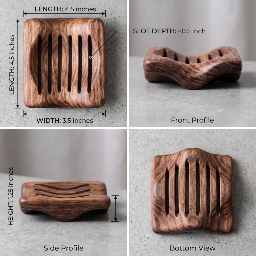 Wooden Soap Dish with Drainage Slots