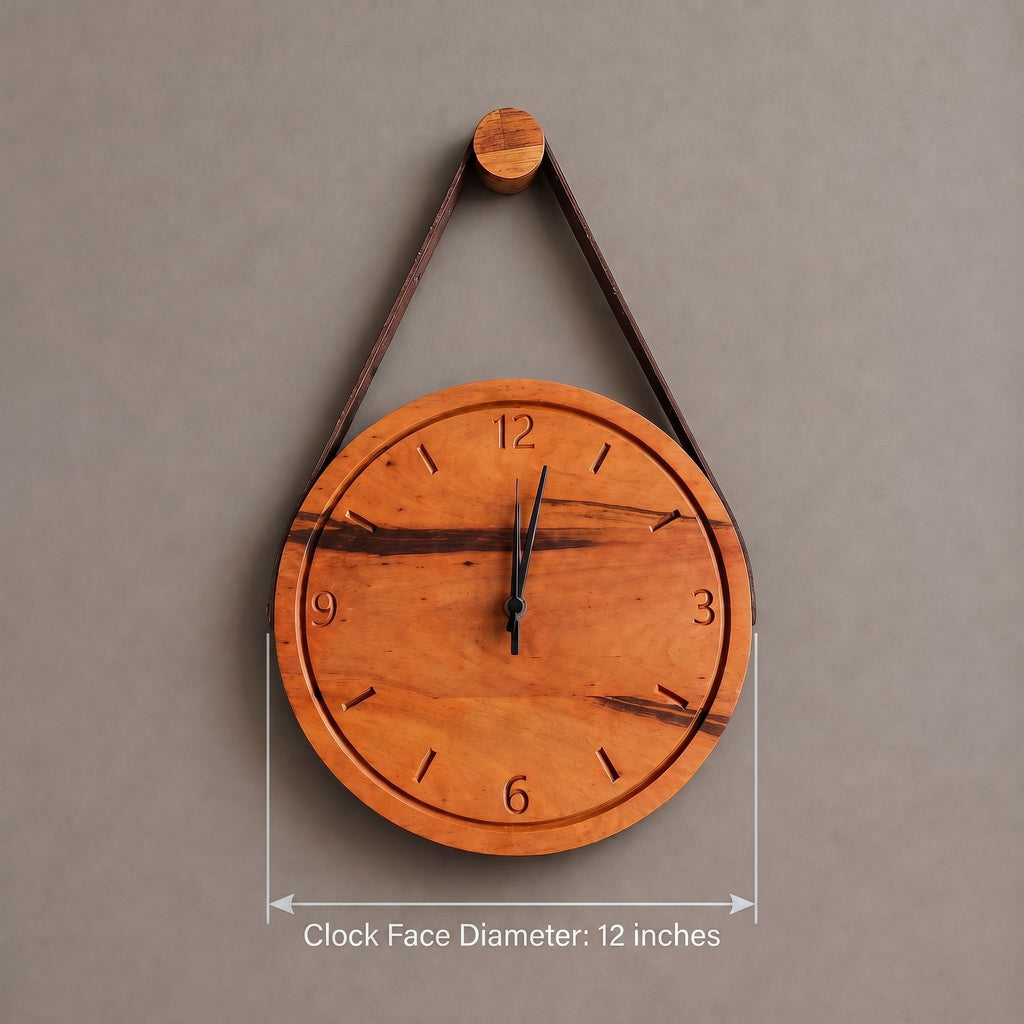 Leather Strap Hanging  Wall Clock
