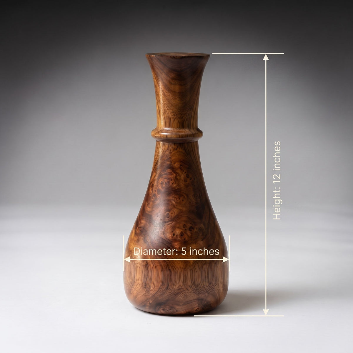 Hand-Turned Burl Wood Bud Vase