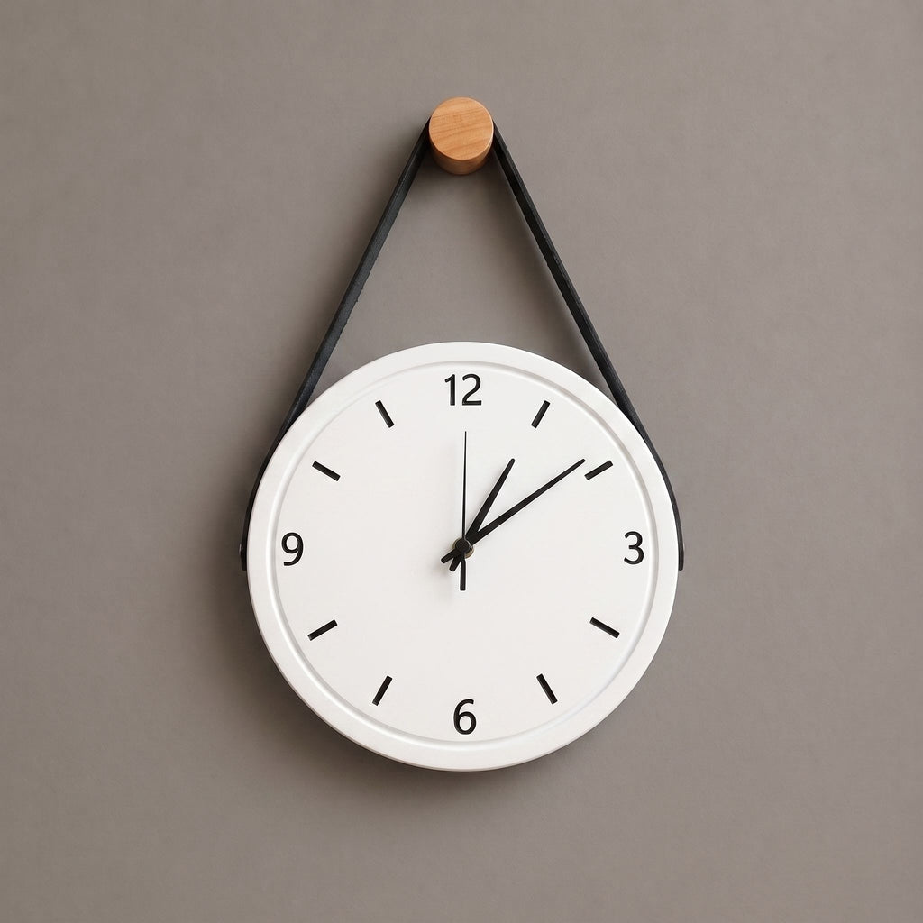 Leather Strap Hanging  Wall Clock