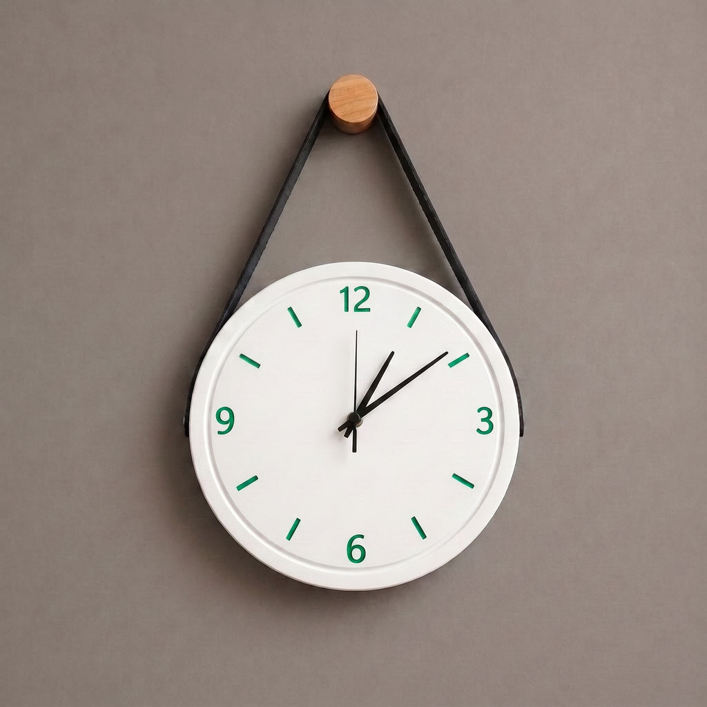 Leather Strap Hanging  Wall Clock