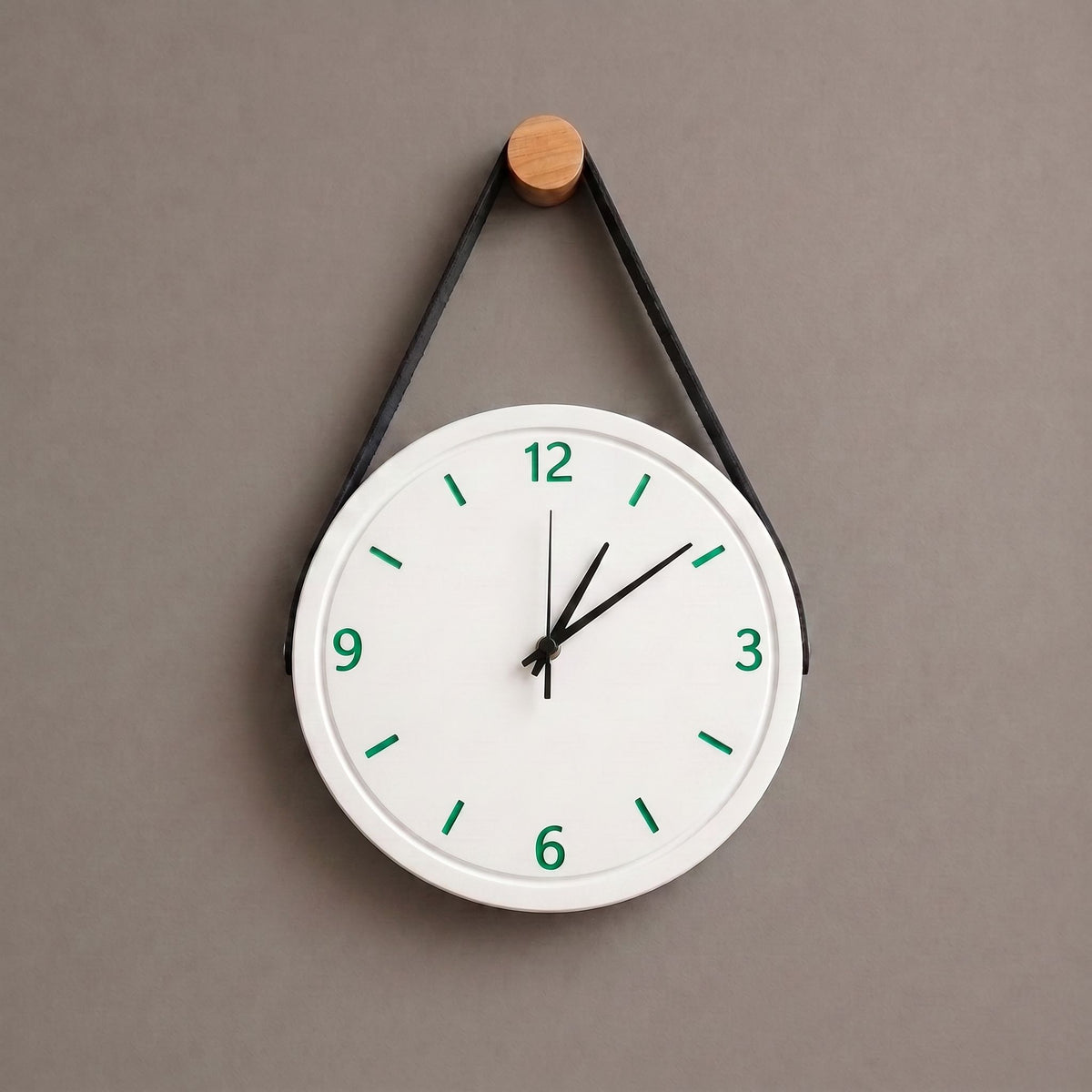 Leather Strap Hanging  Wall Clock