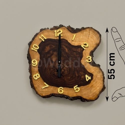 Live Edge Wood Wall Clock, Large 55cm Wall Clock, Natural Wood Slice Clock, Rustic Farmhouse Decor, Handmade Wood Clock, Unique Gift