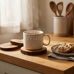 Set of 5 Rustic Natural Wood Slice Coasters – Handmade Wooden Drink Mats for Home & Kitchen Décor