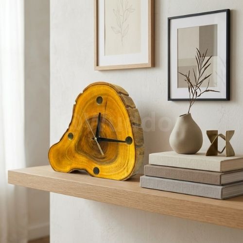 Live-Edge Wood Desk Clock