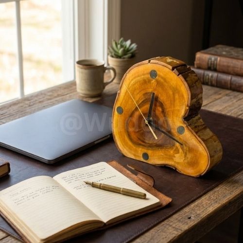 Live-Edge Wood Desk Clock