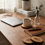 Set of 5 Rustic Natural Wood Slice Coasters – Handmade Wooden Drink Mats for Home & Kitchen Décor