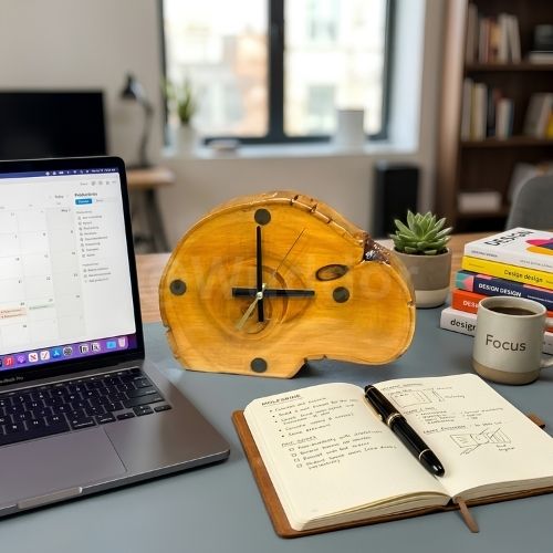 Live-Edge Wood Desk Clock