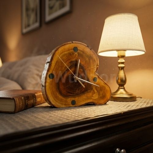Live-Edge Wood Desk Clock