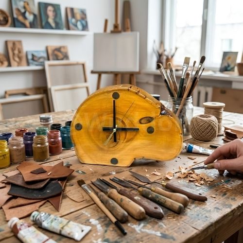 Live-Edge Wood Desk Clock