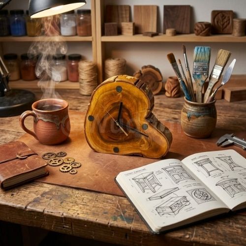 Live-Edge Wood Desk Clock
