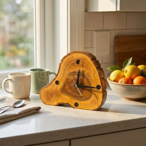 Live-Edge Wood Desk Clock