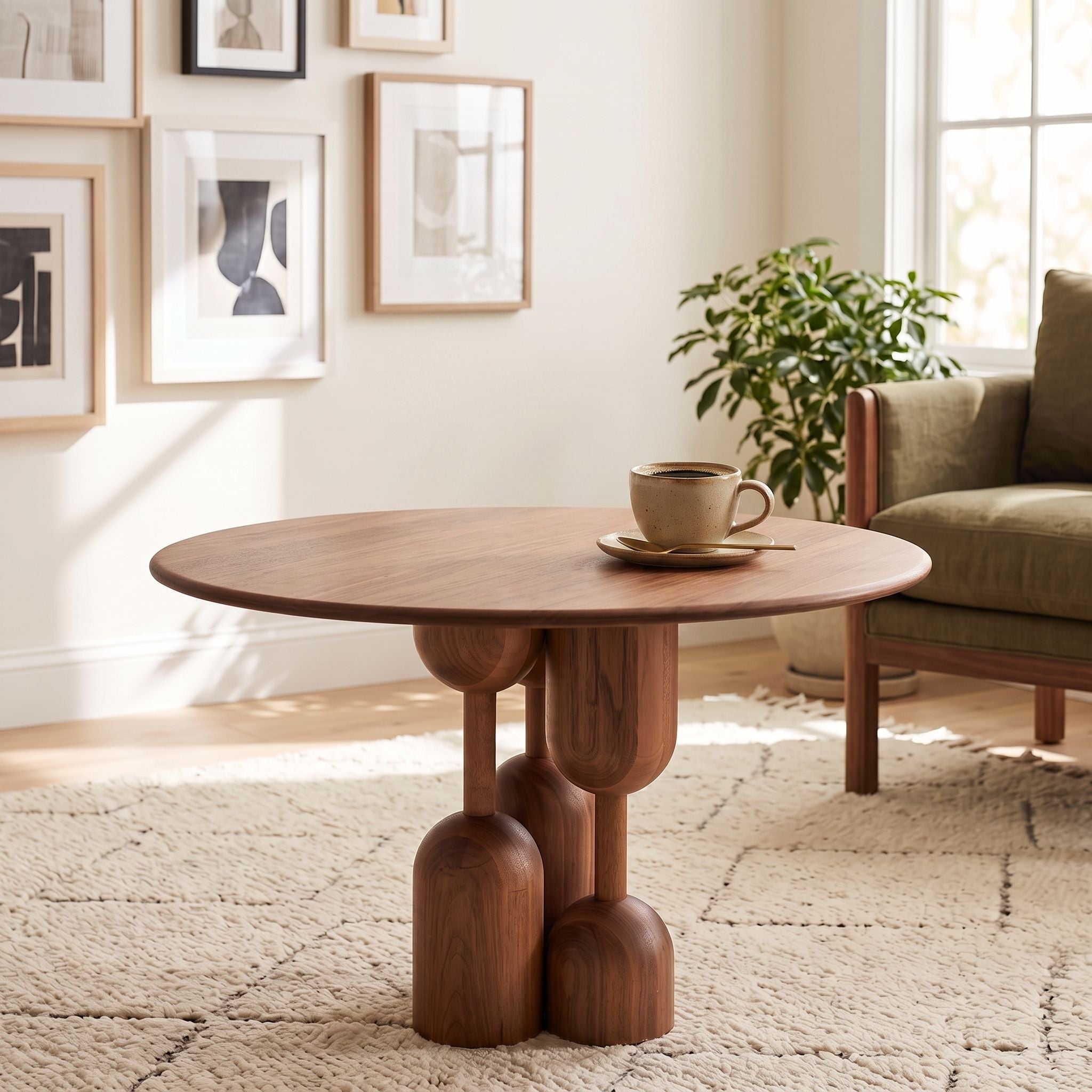 Sculptural Cylindrical Round Table